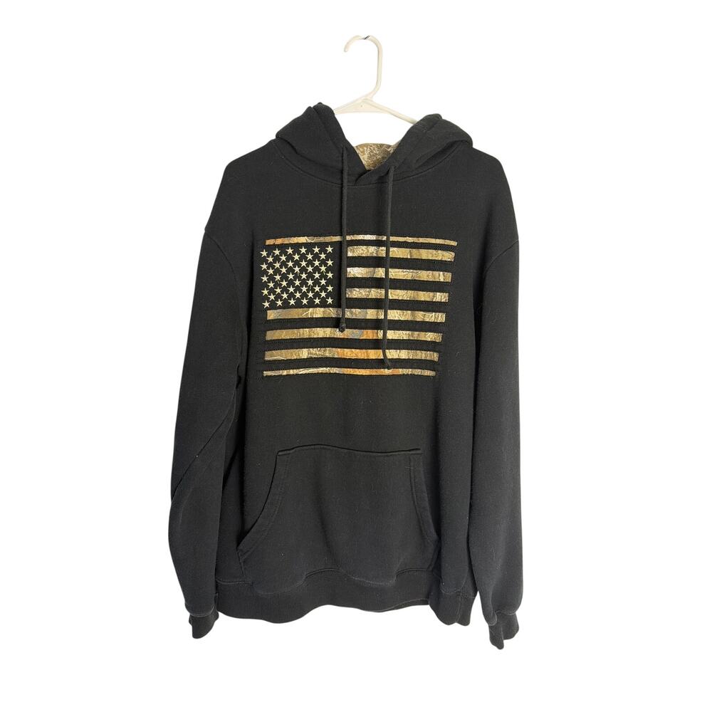 Buck Wear Men's American Flag Pullover Hoodie Sweatshirt (Size Large)